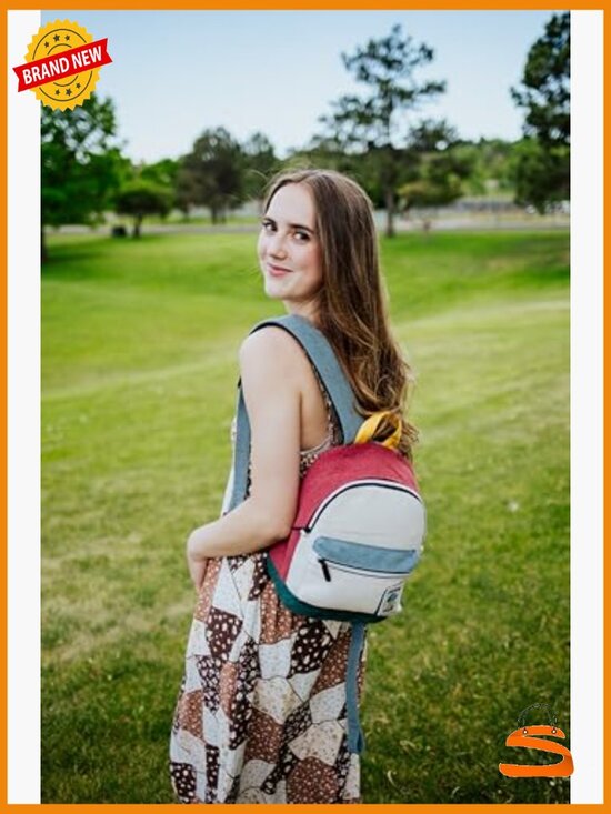 Mini Hemp Backpack with Padded Straps & Hidden Pocket, Eco-Friendly Daypack main image 4